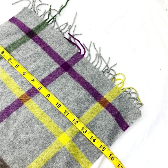 Coach Cashmere Legacy Scarf Shawl Fringe Plaid Gray Pink 64 in Preppy Old Money - Picture 10 of 15